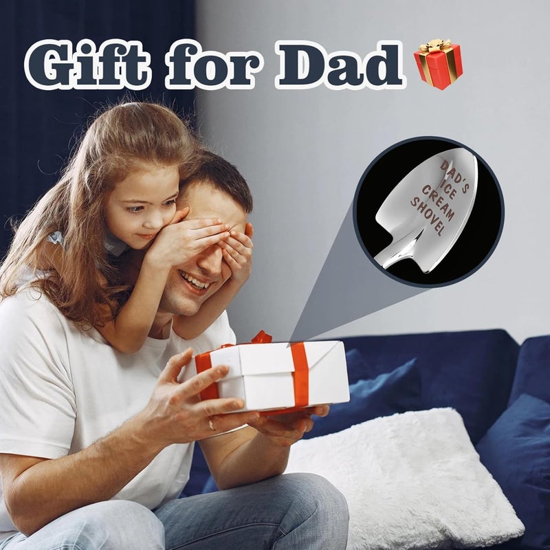 stormroo Dad Gifts - Gifts for dad from Daughter. Valentine's Day Gifts for dad Ice Cream Spoon Scoop for Ice Cream Lovers, Father birthday Gifts Funny Engraved Stainless Steel Shovel - Image 2